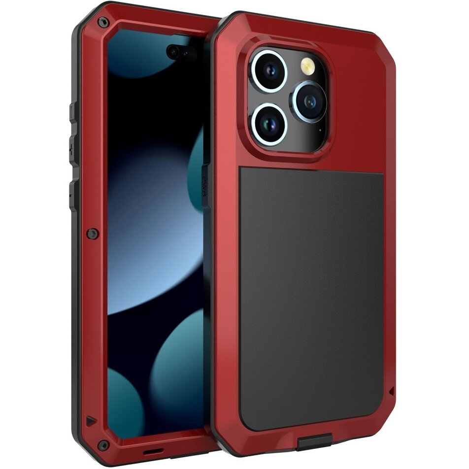 Schutzhülle Für Iphone 15 Pro Max, Gepanzert, Mit Integriertem Glas, Rot