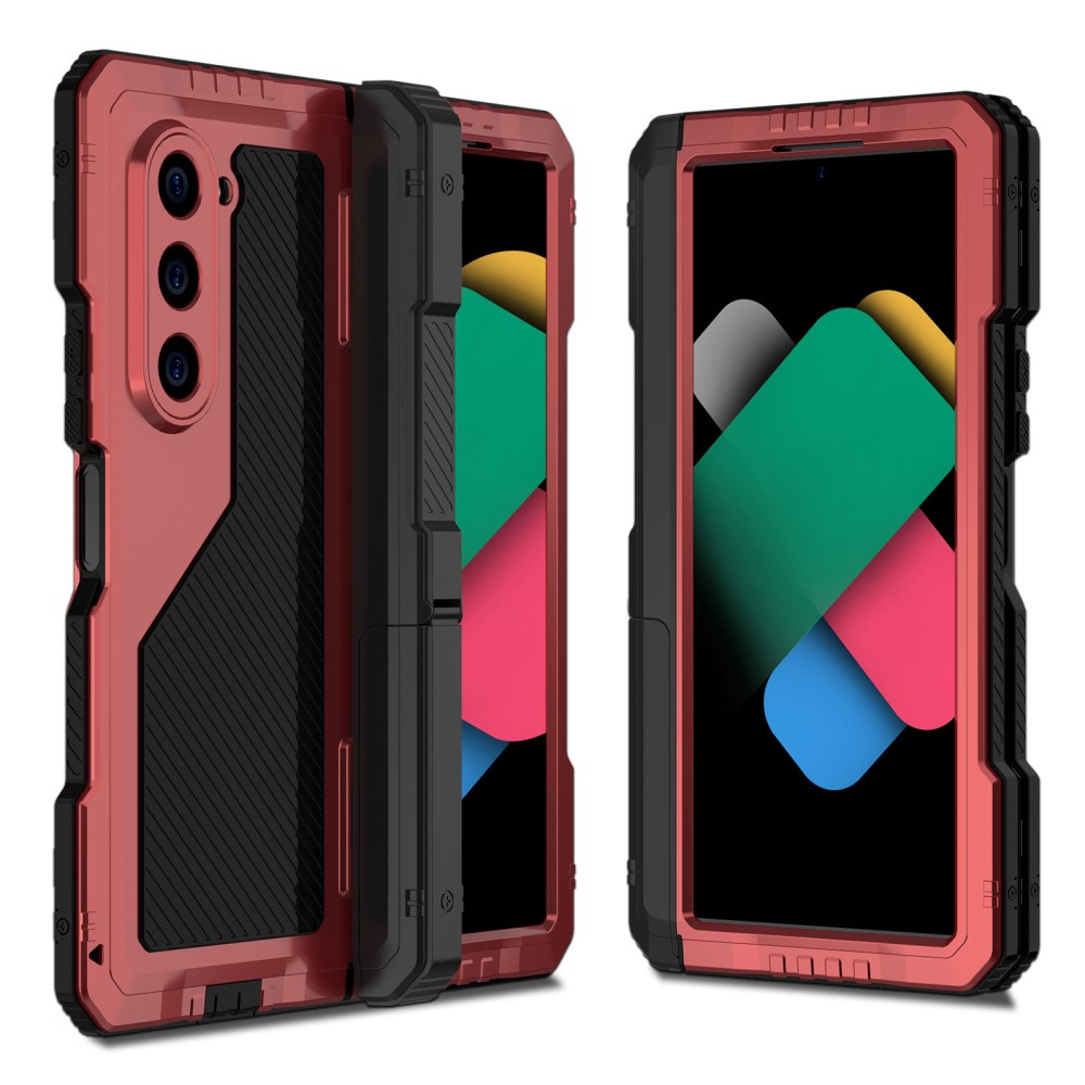Gepanzerte Schutzhülle Für Samsung Galaxy Z Fold6 5g, Aluminium, Mit Ständer Und Stifthalterung, Rot