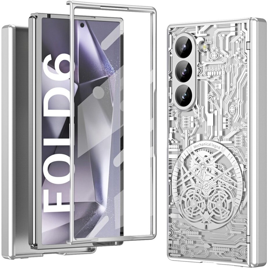 Schutzhülle Für Samsung Galaxy Z Fold6 5g, Modell „mechanical Legend“, Silber