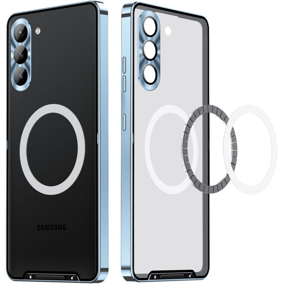 Samsung Galaxy S23 Kameraschutzhülle, Camshield Magsafe, Transparent/blau