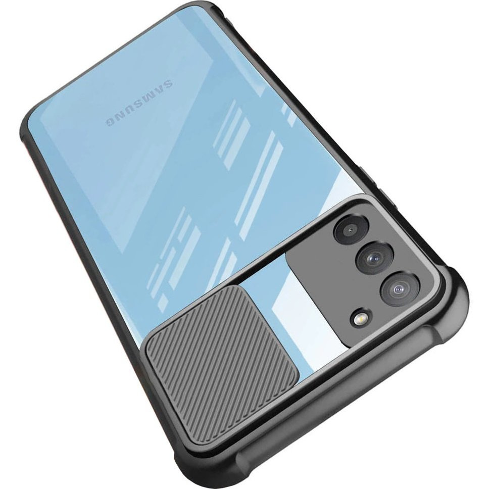 Schutzhülle Für Samsung Galaxy A03s, Mit Kameraschutz, Transparent/schwarz