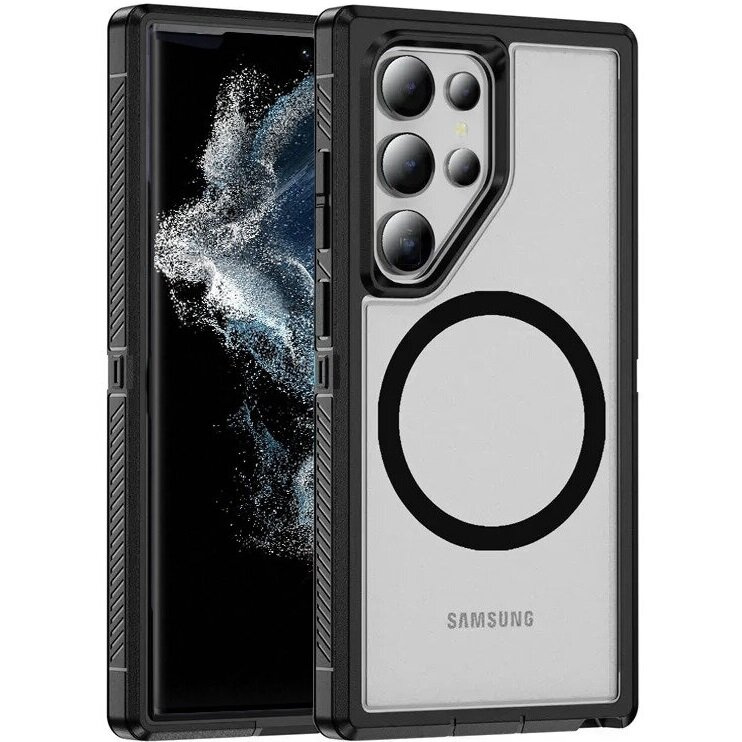 Samsung Galaxy S22 Ultra Hülle Mit Rahmen, Magsafe-kompatibel, Transparent/schwarz