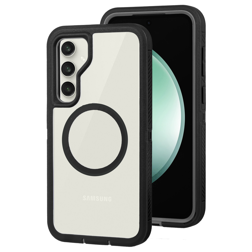 Schutzhülle Mit Rahmen Für Samsung Galaxy S23 Fe, Mit Magsafe-funktion, Transparent/schwarz