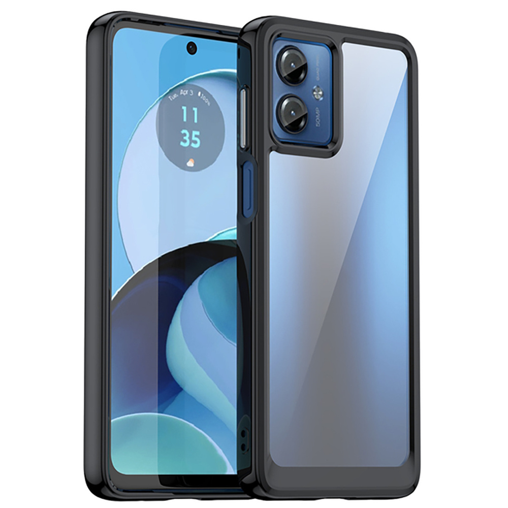 Motorola Moto G14 Fusion Hybrid-hülle, Transparent/schwarz