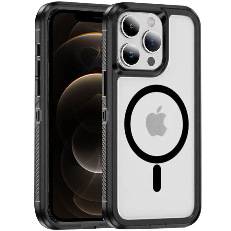 Iphone 12 Pro Max Hülle Mit Rahmen, Magsafe-kompatibel, Transparent/schwarz
