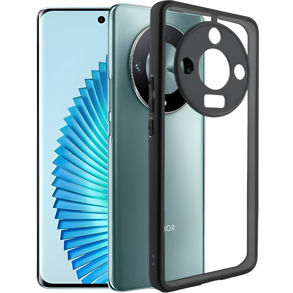 Honor Magic 6 Lite 5g Fusion Hybrid-hülle Mit Kameraschutz, Transparent/schwarz
