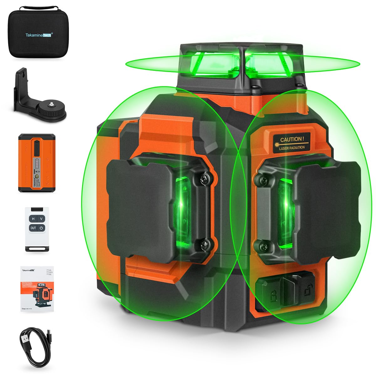 Takaminetech Tt12ls Grüner Kreuzlinienlaser 3x360 5200mah Usb-c-ladefunktion