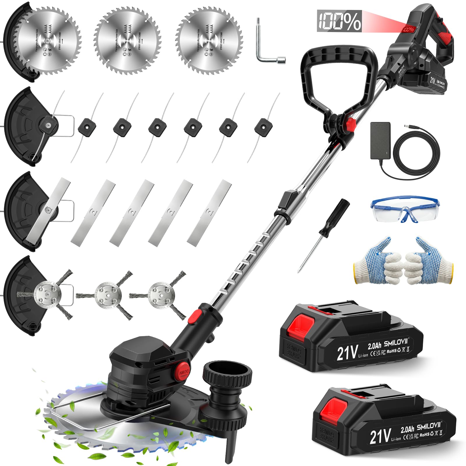 Akku-rasentrimmer 21 V 2 X 2 Ah Mit Display