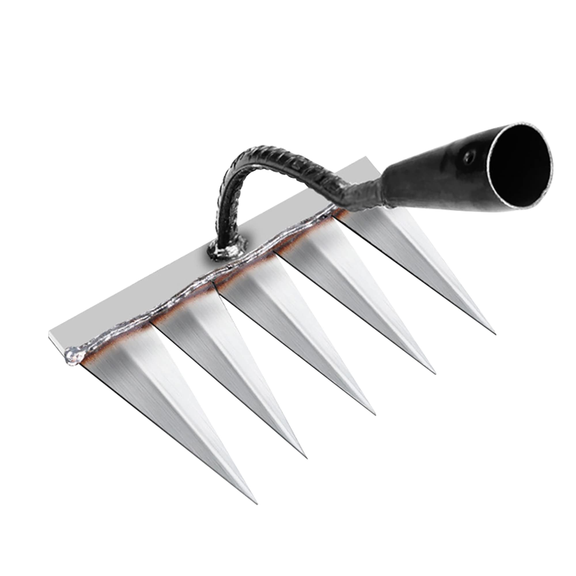 Stahl-gartenrechen Mit 5 Zinken, Robust Zum Jäten Und Auflockern Des Bodens