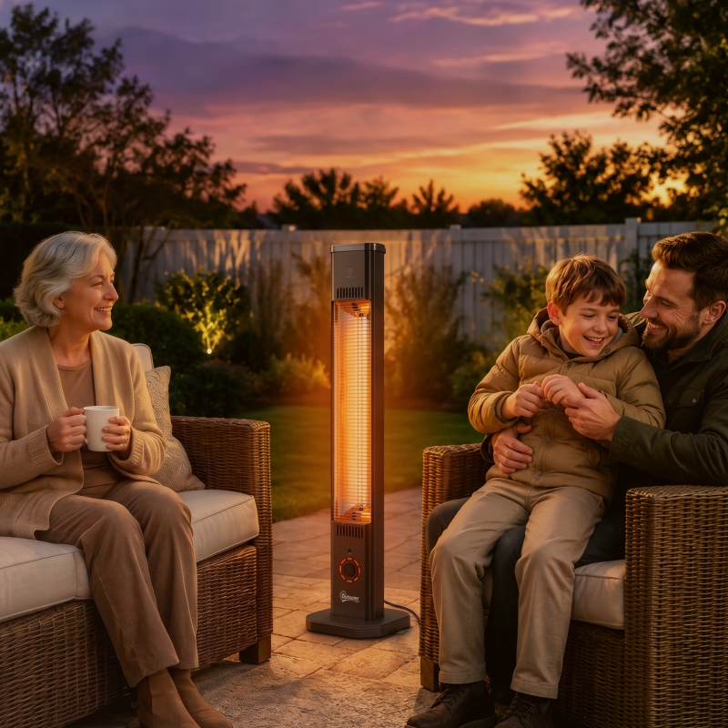 Infrarot Heizstrahler 2000w Carbonfaser Standheizstrahler Mit Fernbedienung 8 Heizstufen Schutzhülle Timer Kippschutz