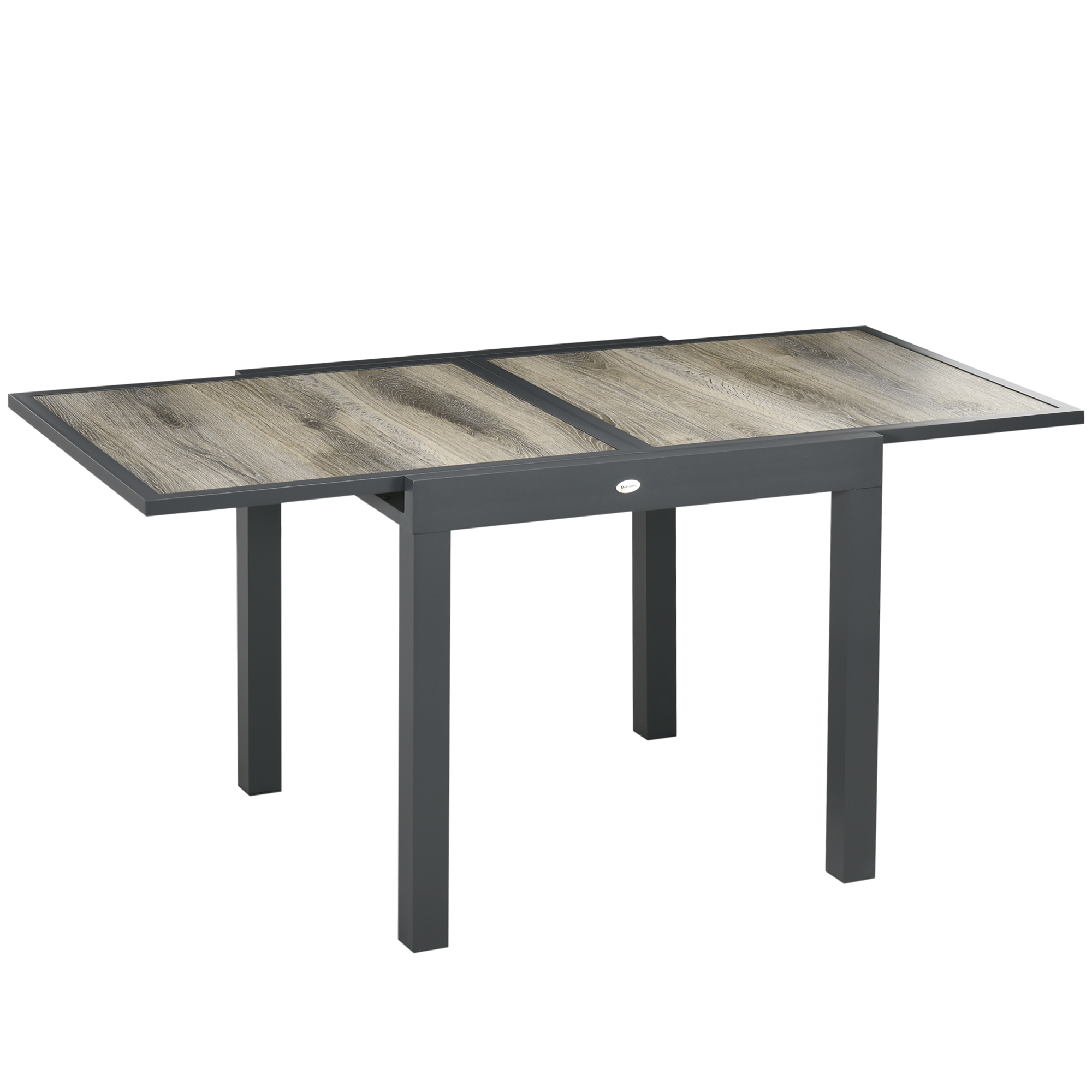 Gartentisch, Esstisch Mit Ausziehbarer Tischplatte, Terrassentisch Mit Holzoptik, Balkontisch Aus Alu, Beige+grau, 160
