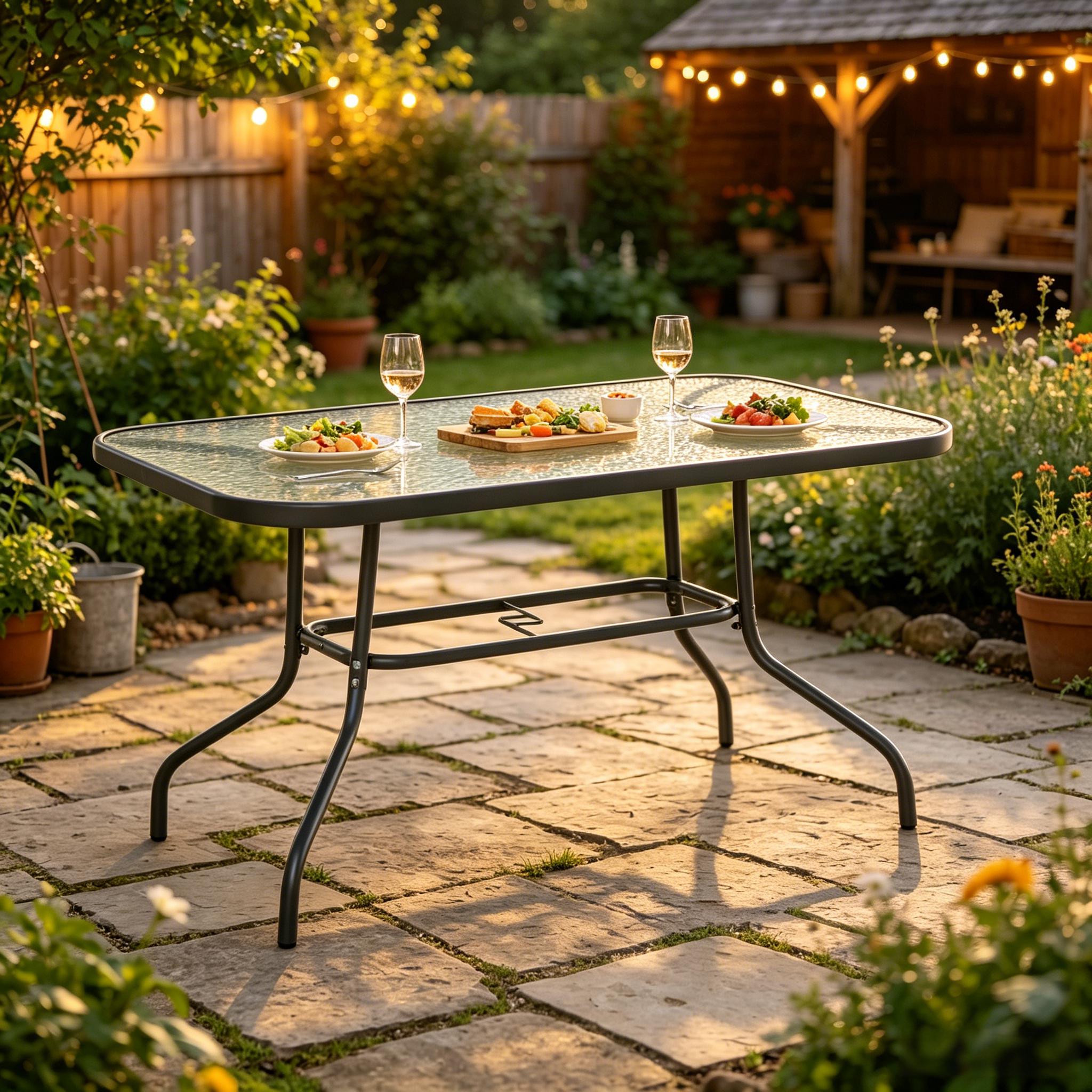Eleganter Patio-tisch, Rechteckiger Tisch, Esstisch Esstisch Mit Sonnenschirmspole Loch(nur Mit Tisch, Nicht