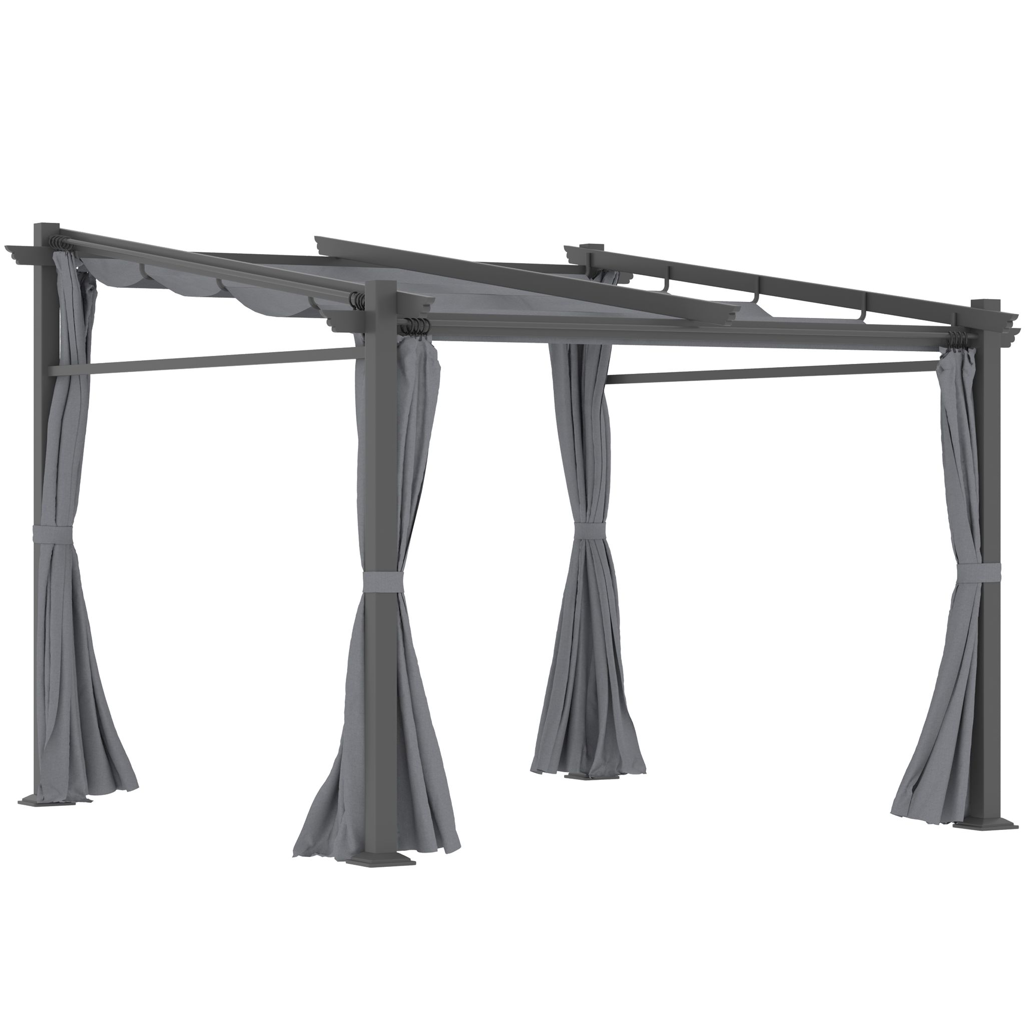 Pergola 2,97 X 2,95 M, Wasserabweisender Pavillon Mit Sonnendach, Seitenteilen, Terrassenüberdachung, Polyester