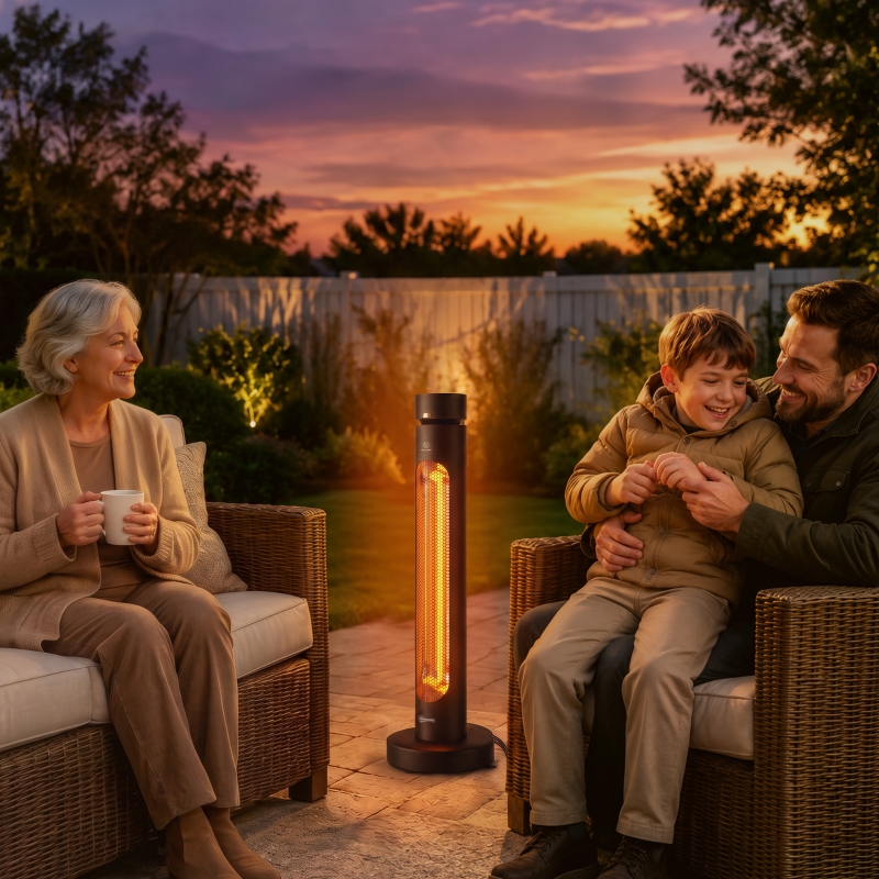 Infrarot Heizstrahler 2000w Carbonfaser Oszillierender Standheizstrahler Mit Fernbedienung 8 Heizstufen Schutzhülle