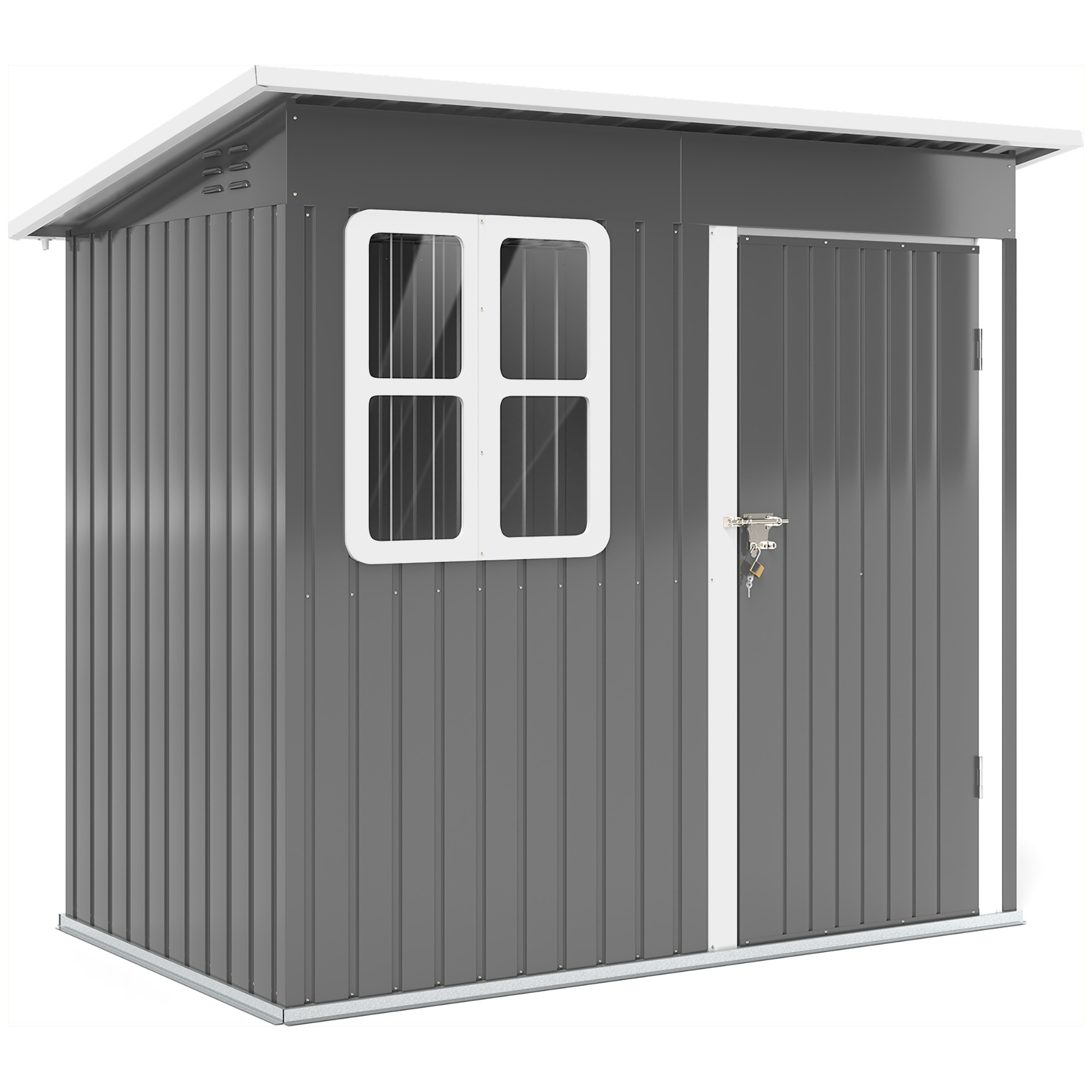 Gerätehaus 2,55m², Gartenhaus Mit Pultdach, 221 X 133 X 190/173 Cm, Geräteschuppen Mit Abschließbar Tür, Fenster