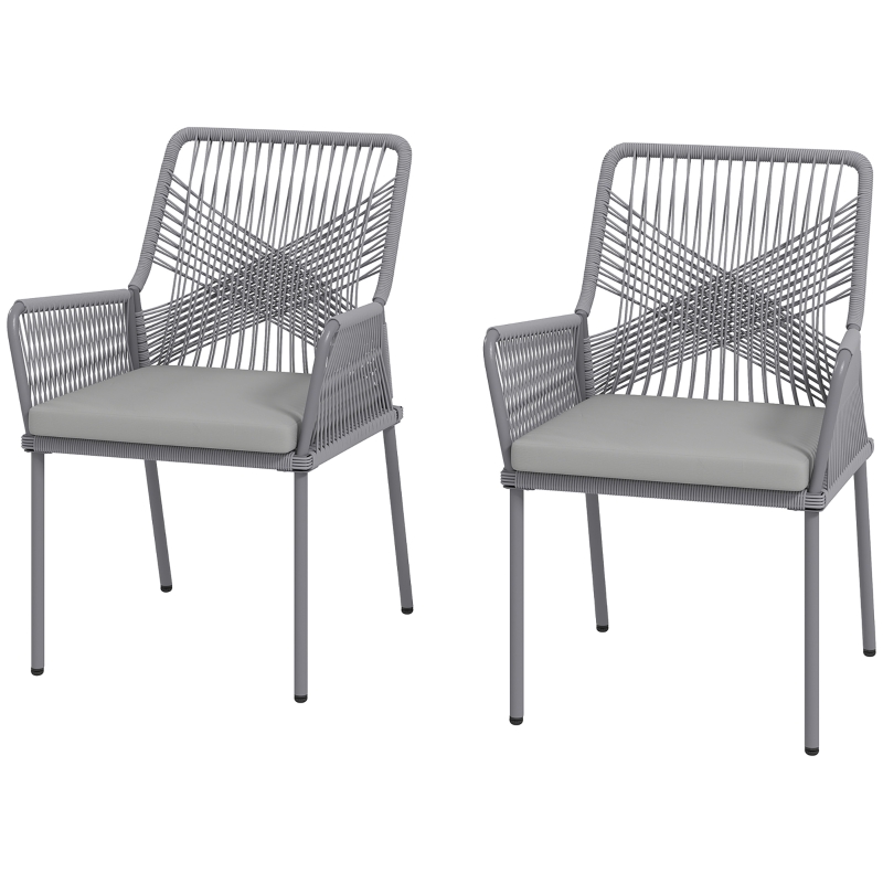2er Set Gartenstuhl Rattan Gartenmöbel Mit Armlehne Rückenlehne Abnehmbar Sitzkissen Wetterfest Essstühle