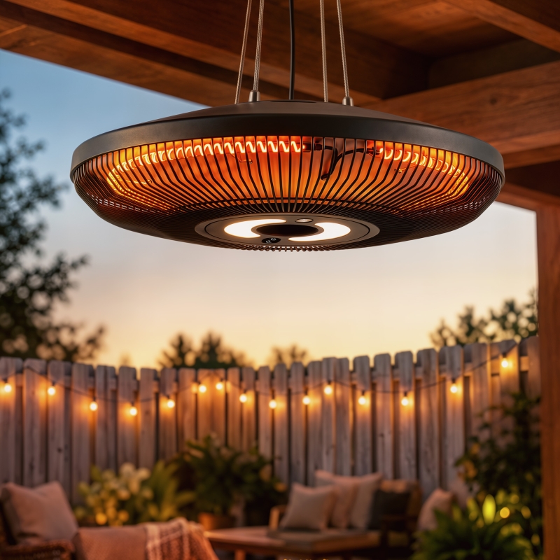 Infrarot Heizstrahler Hängend 2000w Carbonfaser Deckenheizstrahler Mit Led-beleuchtung Touch & Fernbedienung 2 Heizstufe