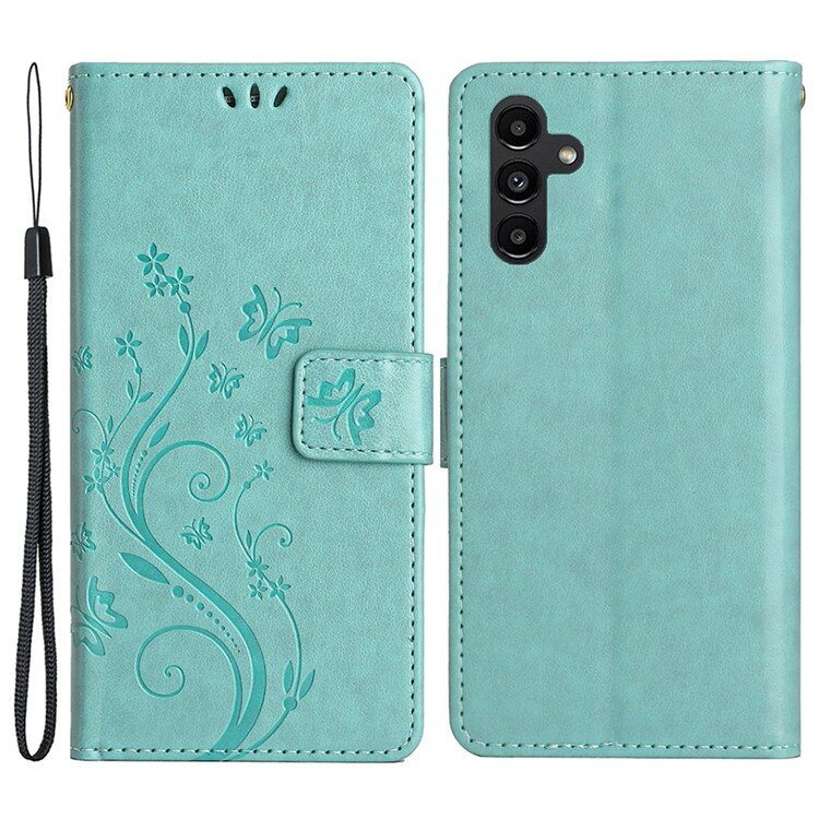 Klapphülle Für Samsung Galaxy A55 5g, Schmetterling, Hellblau