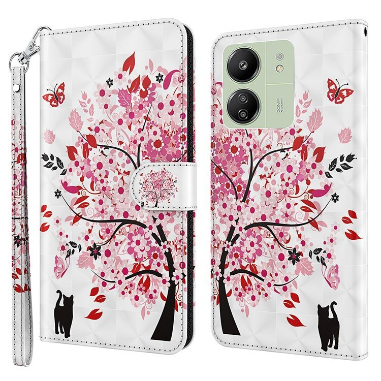 Klapphülle Für Xiaomi Redmi 13c / Poco C65, Brieftaschenmotiv, Katze & Baum