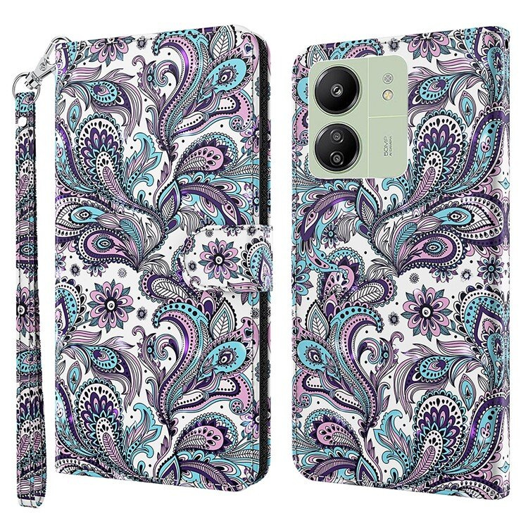 Klapphülle Für Xiaomi Redmi 13c / Poco C65, Brieftaschenmotiv, Blumen