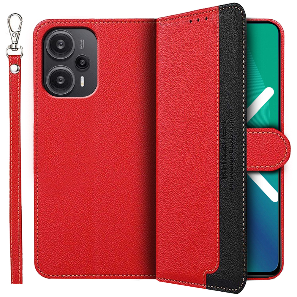 Klapphülle Für Poco F5 5g, Khazneh Rfid, Rot/schwarz