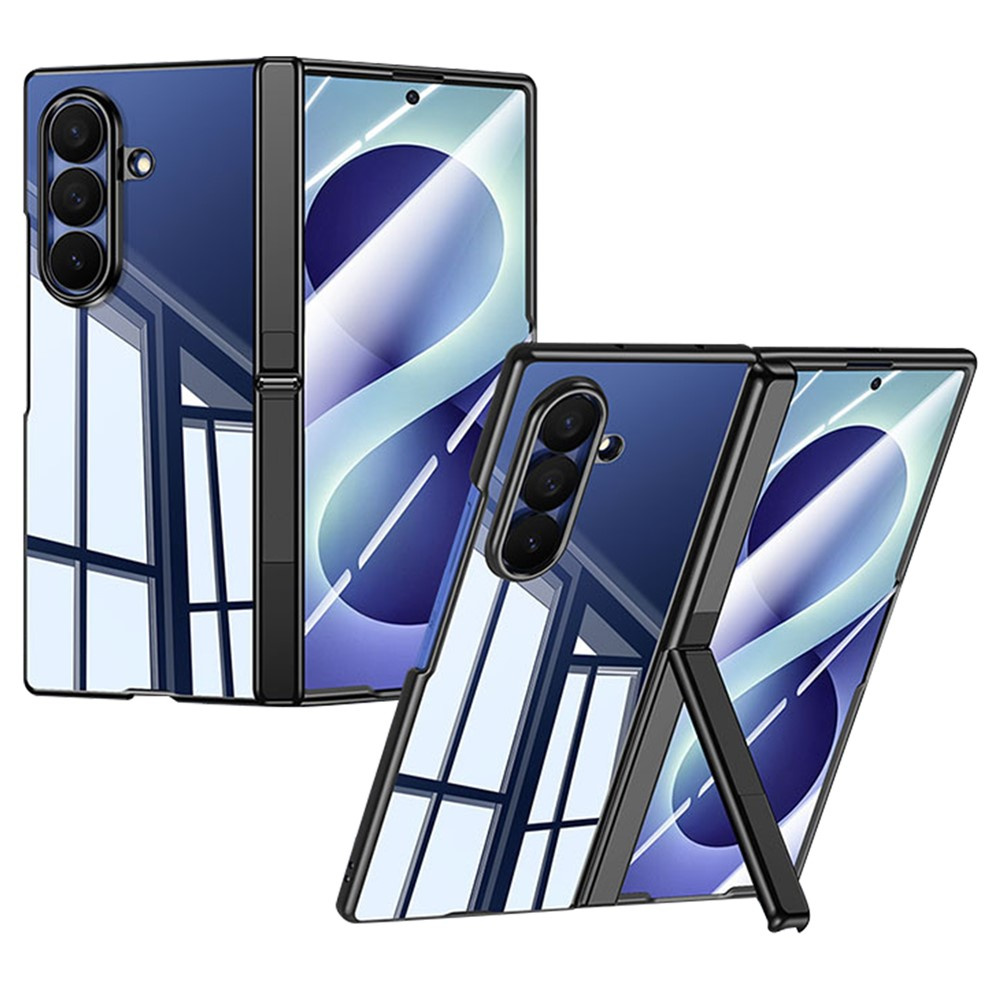 Transparente Hülle Für Samsung Galaxy Z Fold 8 Ultra, Mit Ständer Und Glas Für Den Außenbildschirm, Schwarzer Rahmen