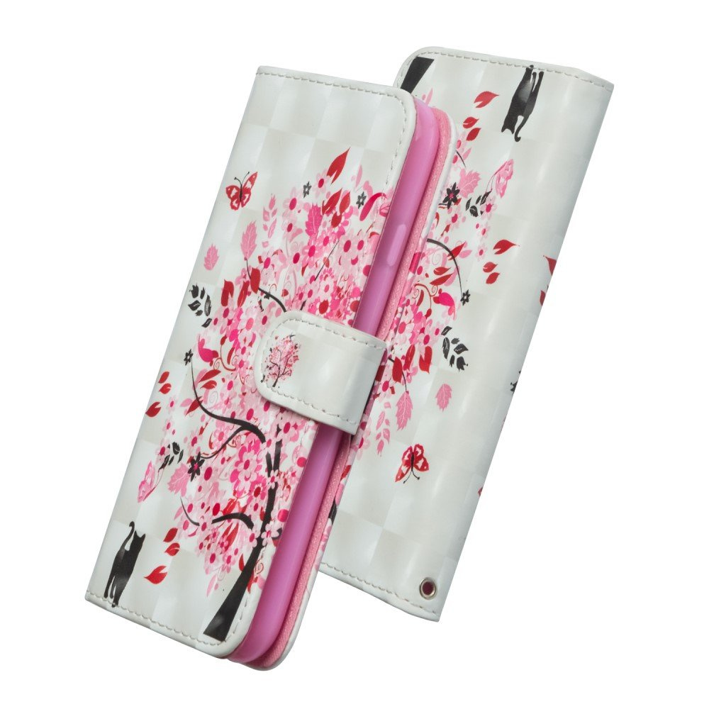Brieftaschenhülle Für Xiaomi Redmi 9a, Mit Lichteffekten, Katze Und Baum