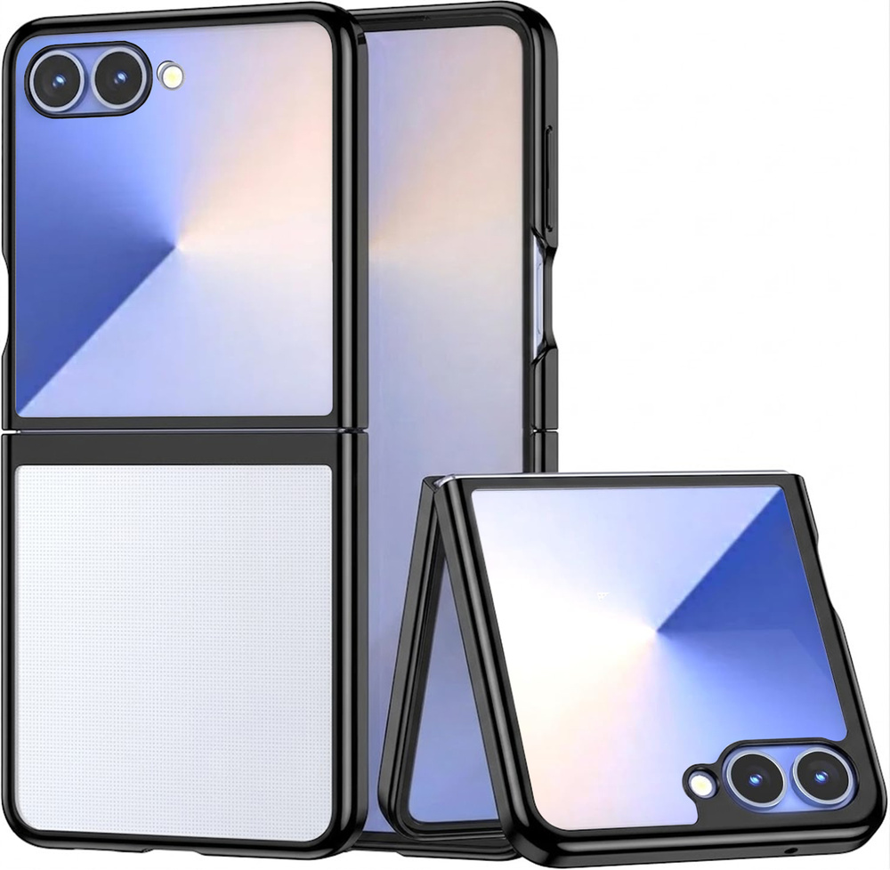 Transparente Schutzhülle Für Samsung Galaxy Z Flip 8, Hartschalenetui, Schwarzer Rahmen