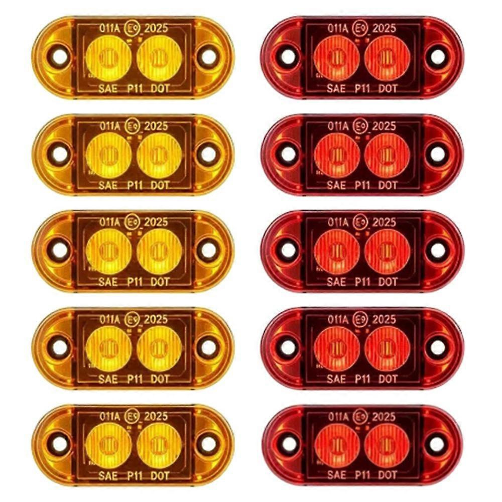 10 Stück 2 Led 12v-24v Seitenmarkierungsleuchten Oval Front- Und Heckleuchten Für Lkw, Anhänger, Bus, Van, Jxlgv