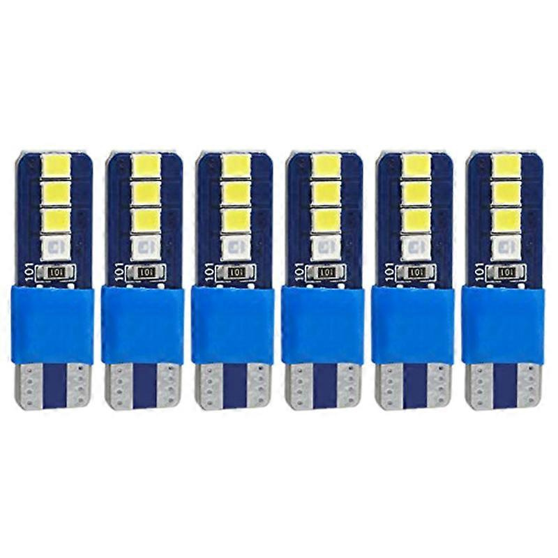 6er-pack Canbus W5w T10 8 Smd 2835 Leds Für Kfz-keilleuchten, Türbeleuchtung, Parkleuchten, Kennzeichenbeleuchtung, Weiß/blau, Dc 12vjxlgv