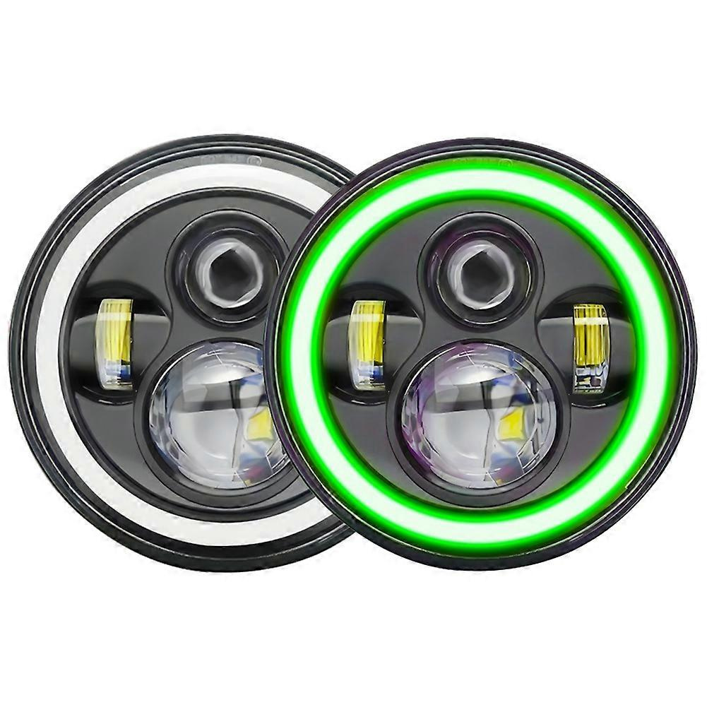 7-zoll-halo-led-scheinwerfer Mit Fern- Und Abblendlicht, Grünem Tagfahrlicht Und Gelbem Blinker Für Jeep Wrangler Jk Tj Cj (grün)jxlgv