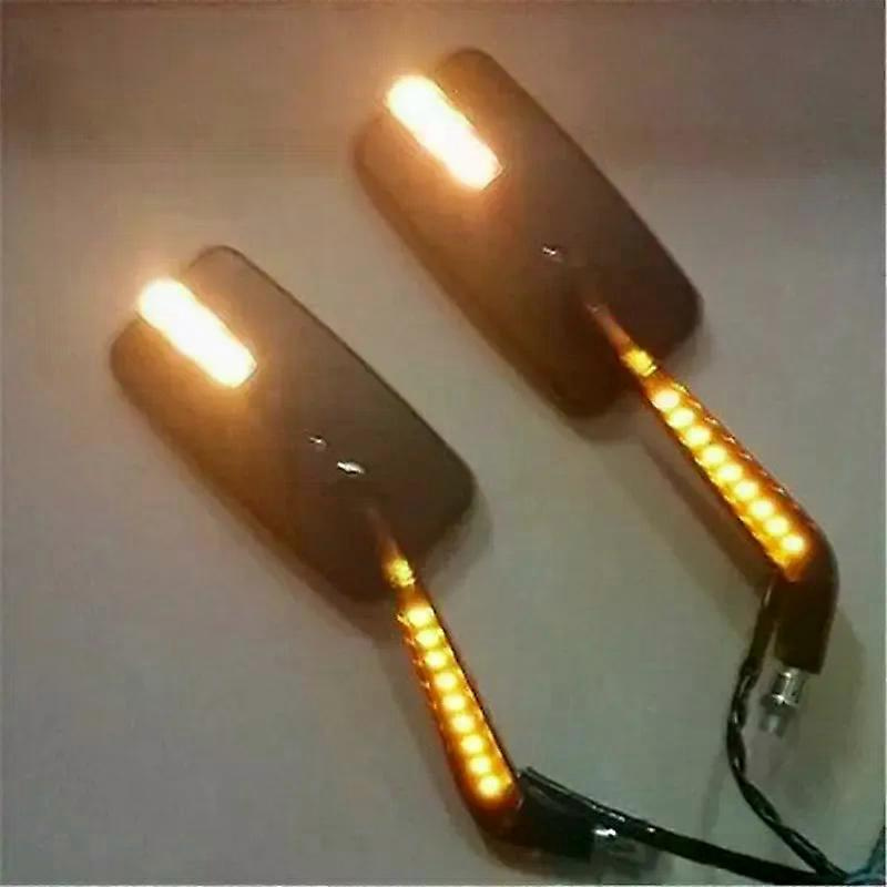 M10 Motorrad-rechteck-led-blinker-seitenrückspiegel Für Honda Kawasaki Vt Vtx Vn Cb Cg Suzuki Cruiser Jxlgv