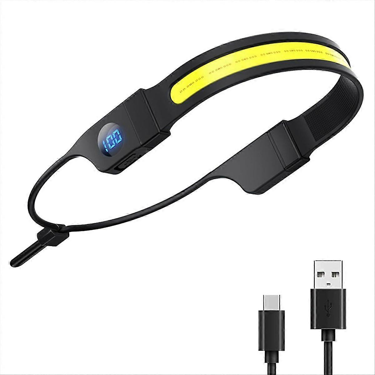 Led-cob-stirnlampe, Usb-wiederaufladbar, Digitale Leistungsanzeige, Ideal Für Camping Und Wandern (jxlgv)