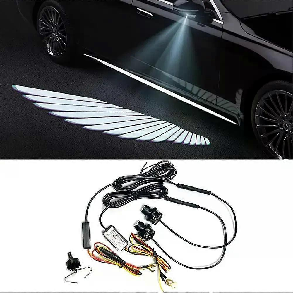 2 Stück Auto-engelsflügel-dekorations-ambientebeleuchtungsstreifen, Begrüßungslicht, 12v Rückspiegel, Dynamische Teppichbeleuchtung, Ambientebeleuchtung Jxlgv