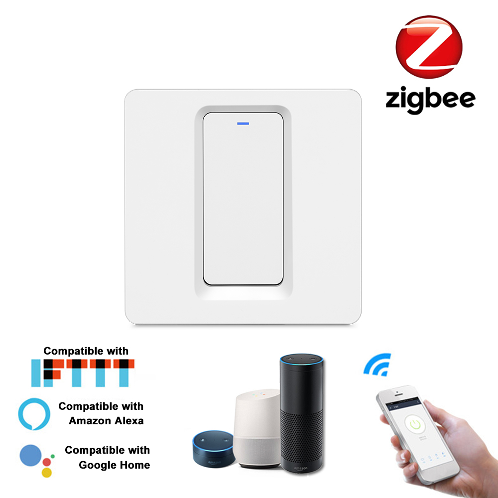 Intelligenter Zigbee-lichtschalter Mit Druckknopf, Per Smart Life/tuya App Fernsteuerbar Und Kompatibel Mit Alexa Home Für Sprachsteuerung