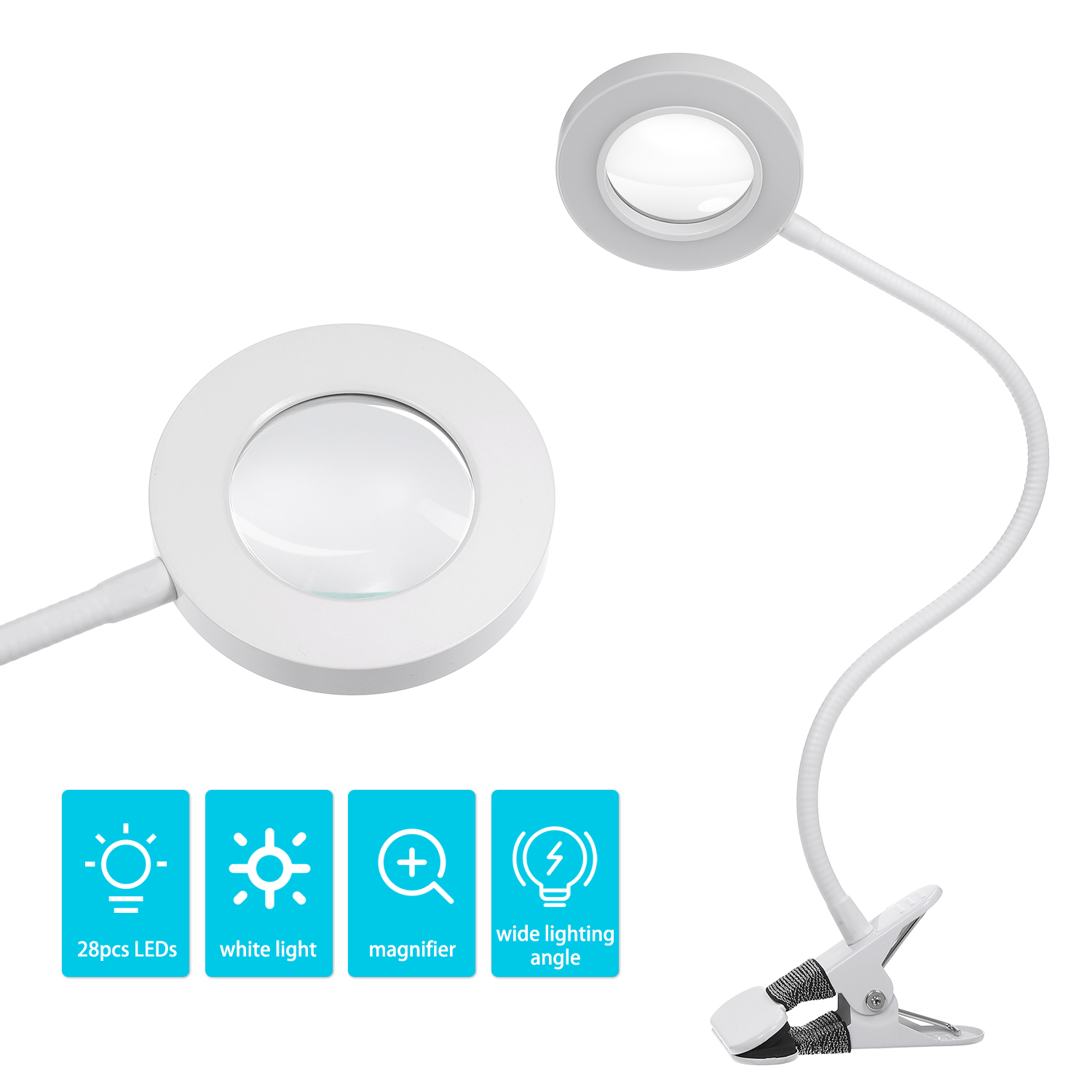 Usb-direktlade-tischleuchte Mit Clip, Freihändige Lupe, Schreibtischlampe Für Naharbeiten, Helles Led-licht Mit Vergrößerungsglas Zum Lesen Und Basteln