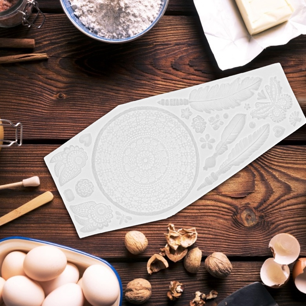 Diy Silikonform Mit Feder-schmetterlings-textur Für Kuchen, Fondant, Kekse Und Schokolade – Dekorations- Und Backwerkzeug, Grau