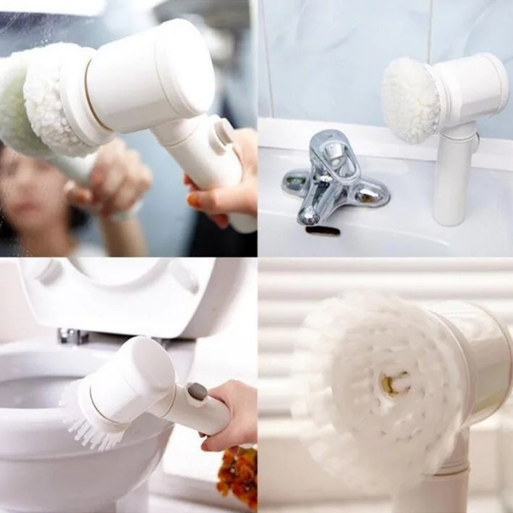 Elektrische Reinigungsbürste 5-in-1, Magischer, Batteriebetriebener Schrubber Für Küche, Bad, Badewanne, Dusche, Fliesen, Teppich, Bidet, Sofa