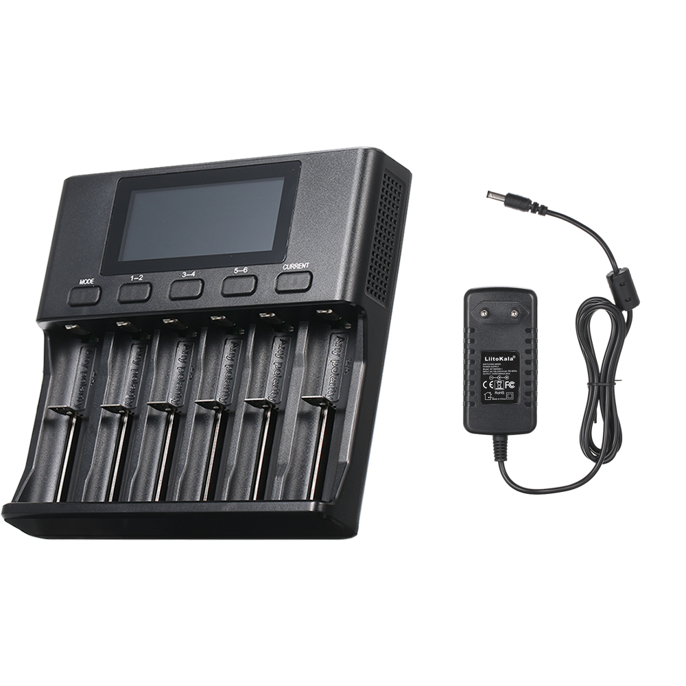 Liitokala Lii-s6 Dc 12v 3a 6-steckplatz Intelligentes Akkuladegerät-set 12v 3a Adapter Für 3,7v Li-ion, 3,8v Imr, 1,2v Ni-mh/cd, 3,2v Lifepo4 Akkus Mit Lcd-display