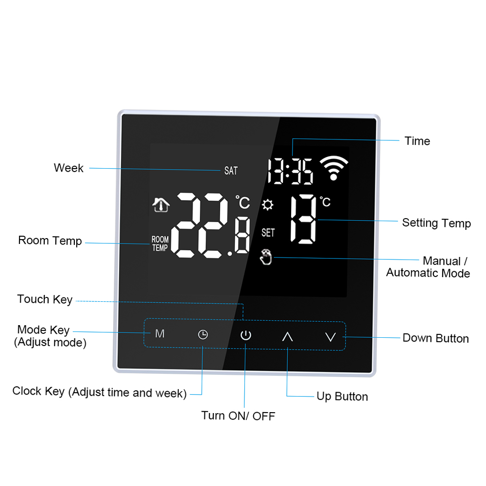 Intelligenter Wlan-thermostat Mit Digitalem Temperaturregler, App-steuerung, Wöchentlich Programmierbarer Umwälzung Und Großem Lcd-display Für Elektrische Fußbodenheizung In Zuhause, Schule, Büro Und