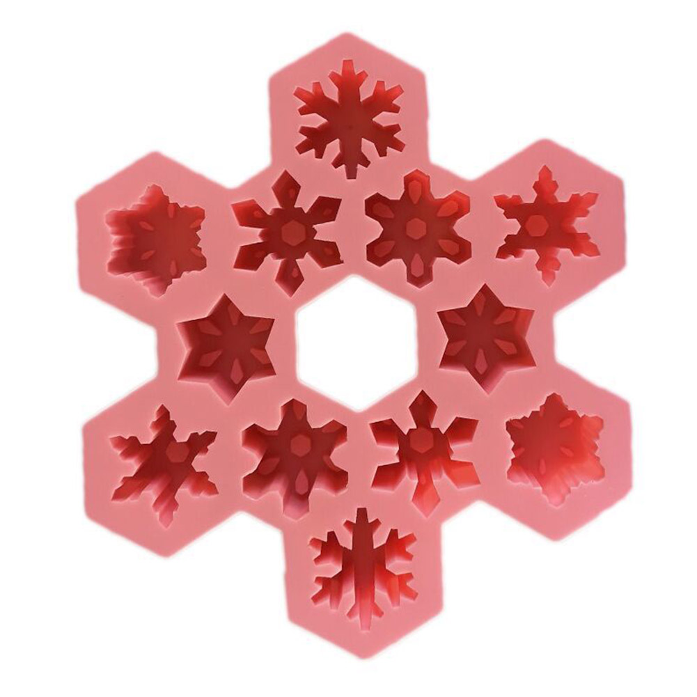12-loch-schneeform Aus Silikon, Diy-kuchenform Zum Backen Von Fondant-cupcakes Und Desserts, Rosa