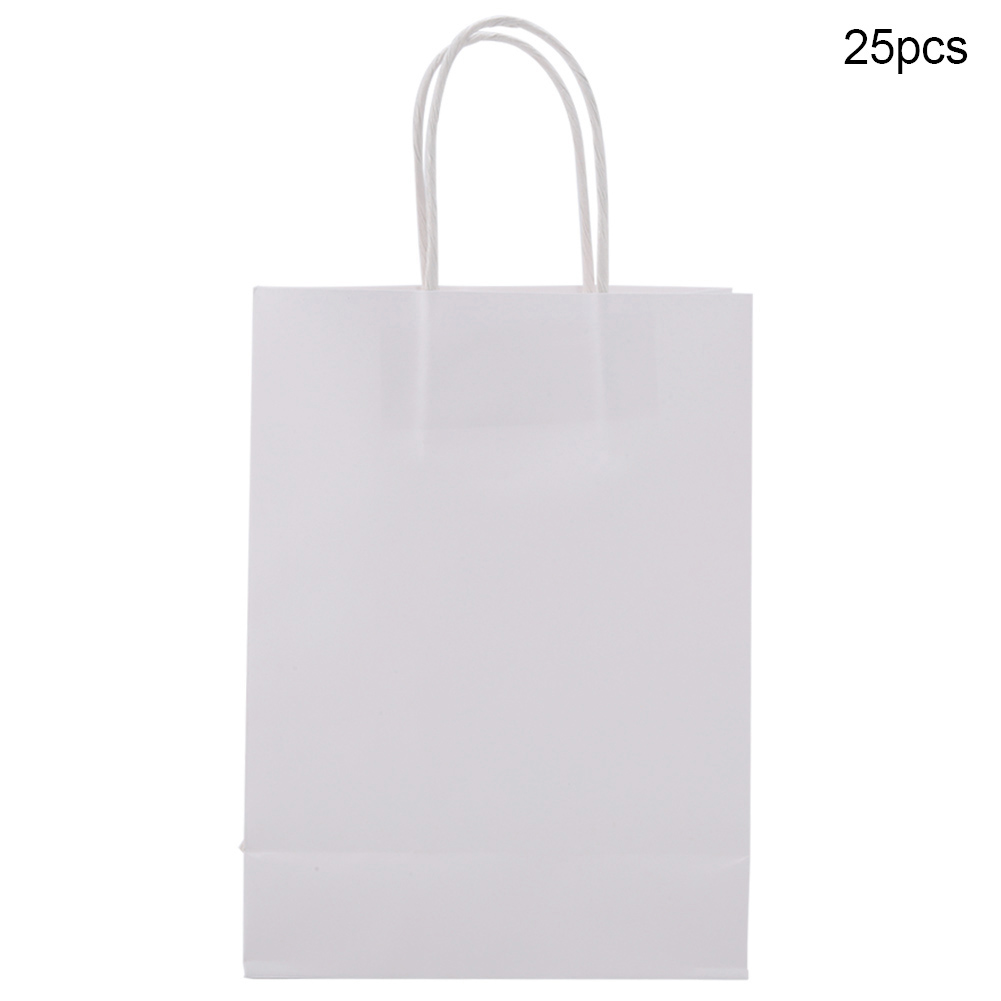 25 Stück Geschenktüten Aus Kraftpapier Mit Henkel, Weiß, Ideal Als Gastgeschenktüten Für Hochzeiten, Süßigkeiten Oder Andere Gastgeschenke.