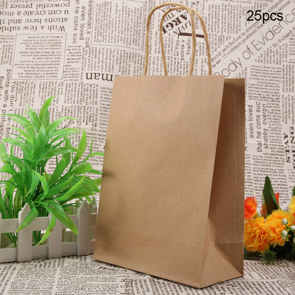 25 Stück Geschenktüten Aus Kraftpapier Mit Henkel, Gelb, Ideal Als Gastgeschenktüte Für Hochzeiten, Süßigkeiten Oder Andere Gastgeschenke.