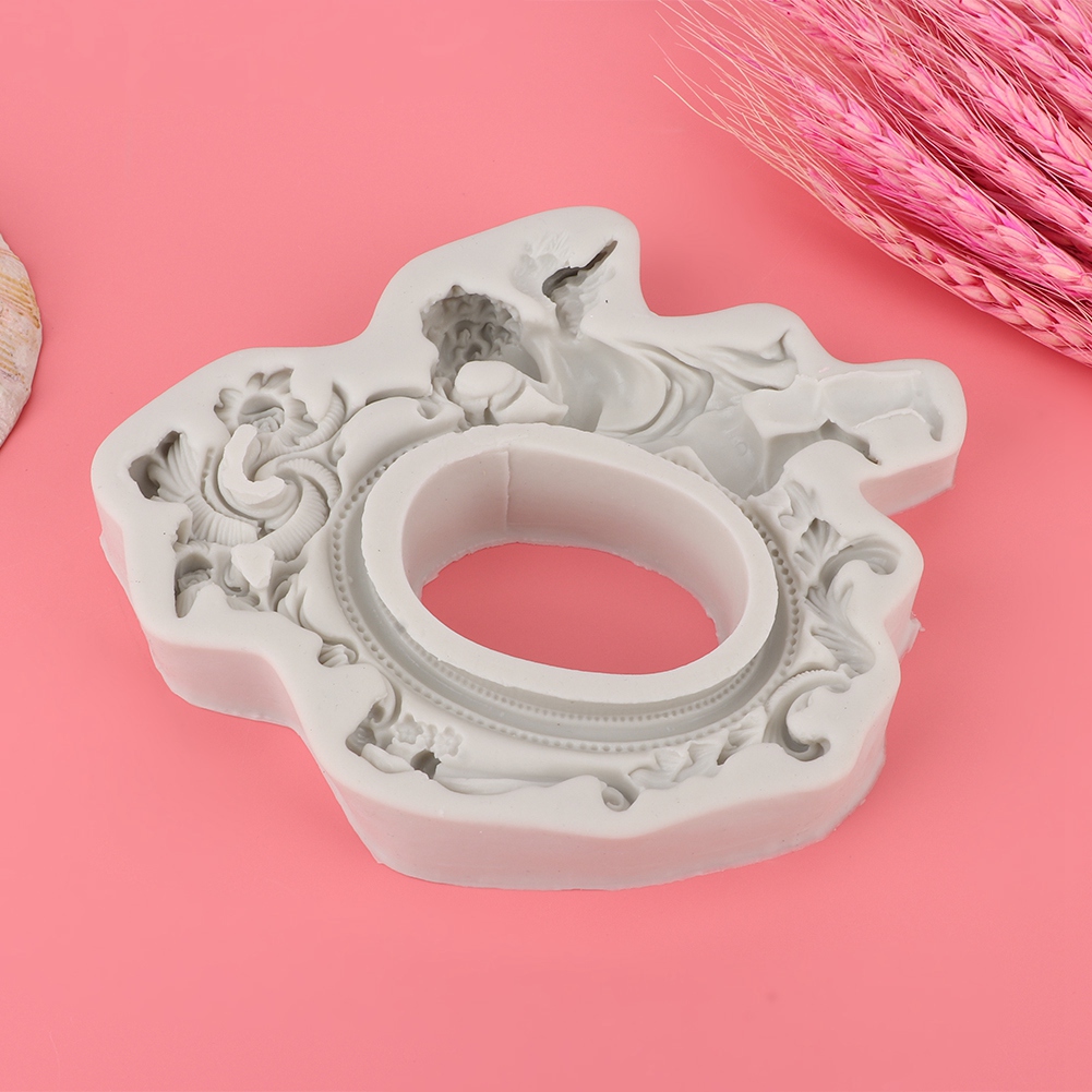 Europäischer Engel-fotorahmen Diy Silikonform Fondant Schokoladenform Kuchen Backdekorationswerkzeug Grau