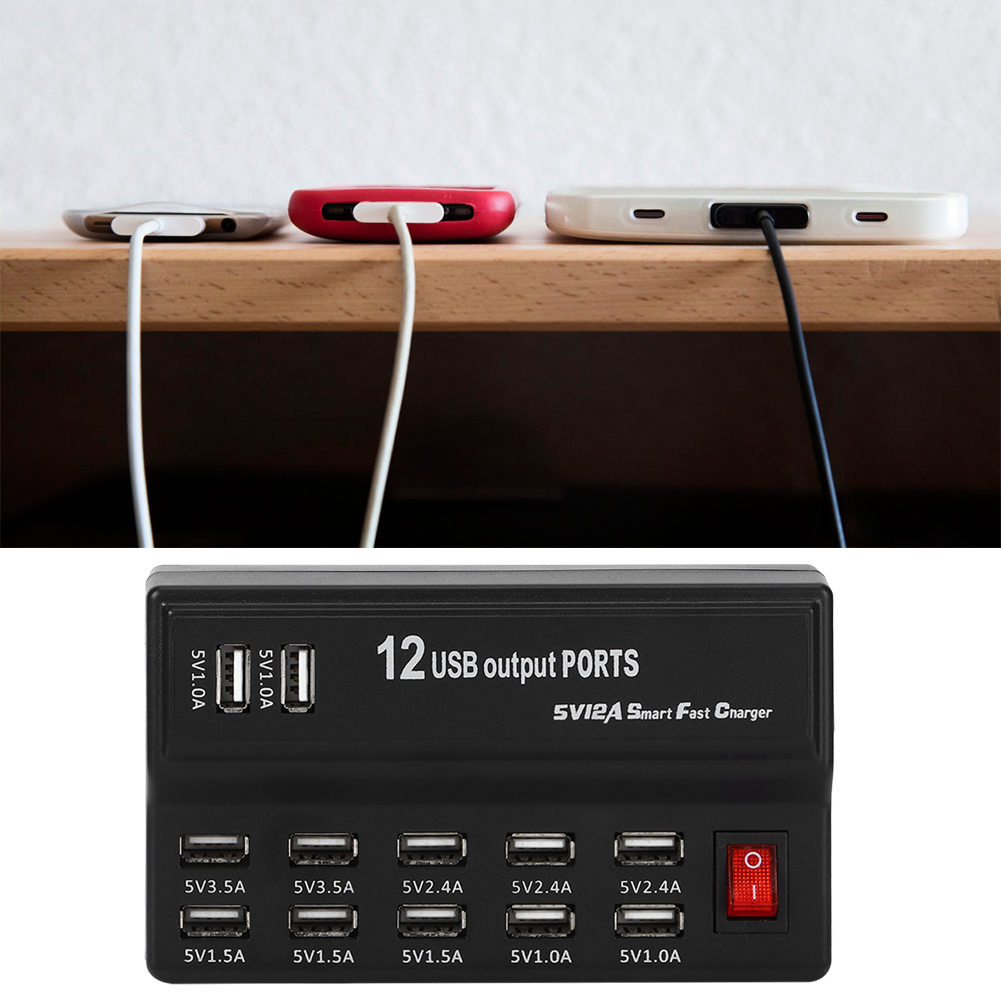 Mehrfachsteckdose Mit 12 Usb-anschlüssen Für Den Haushalt, Schnellladefunktion Für Handy Und Ventilator