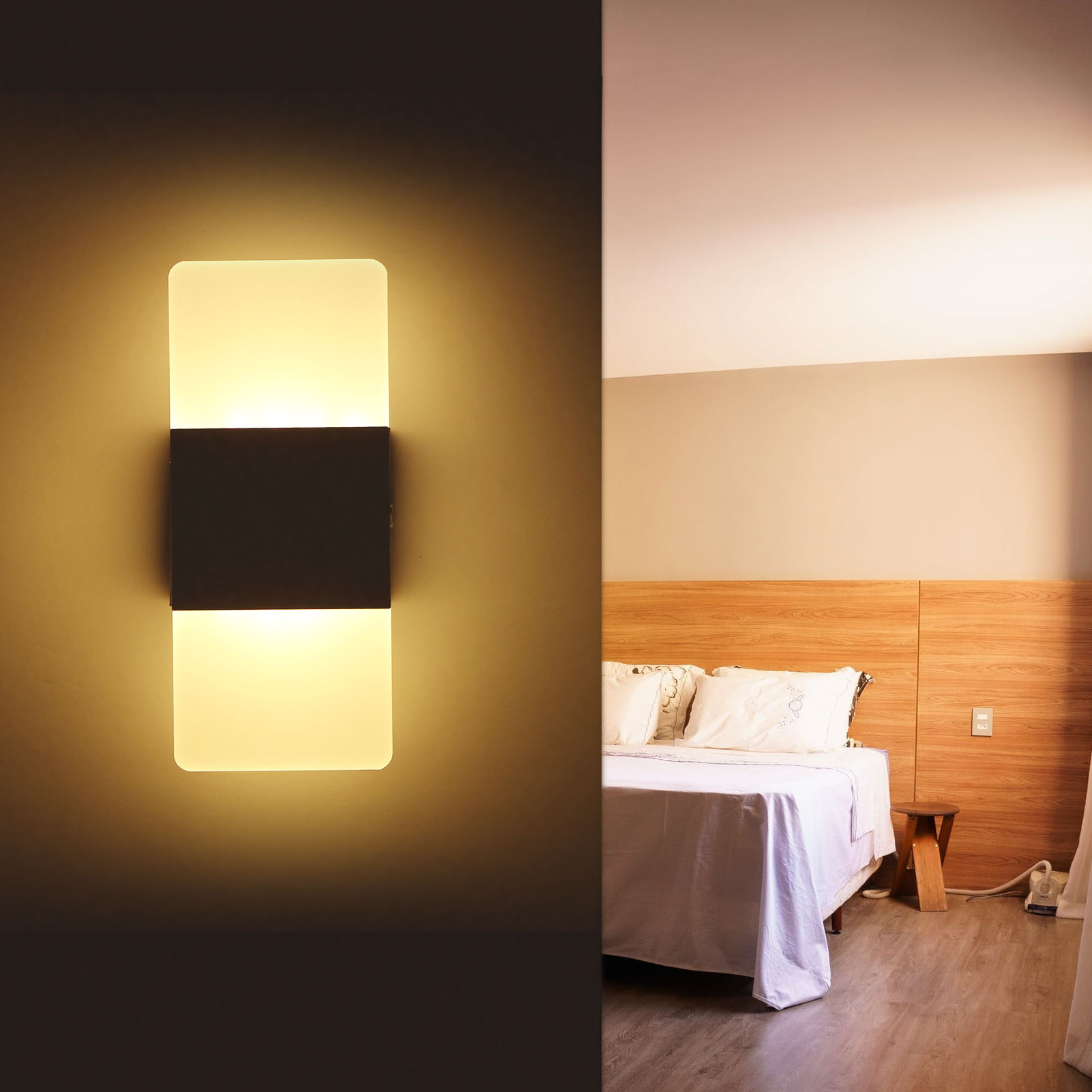 Rechteckige Led-wandleuchte, Ac85-265v, Nachttisch-/flurleuchte, Dekorative Aluminium-leuchte Für Zuhause