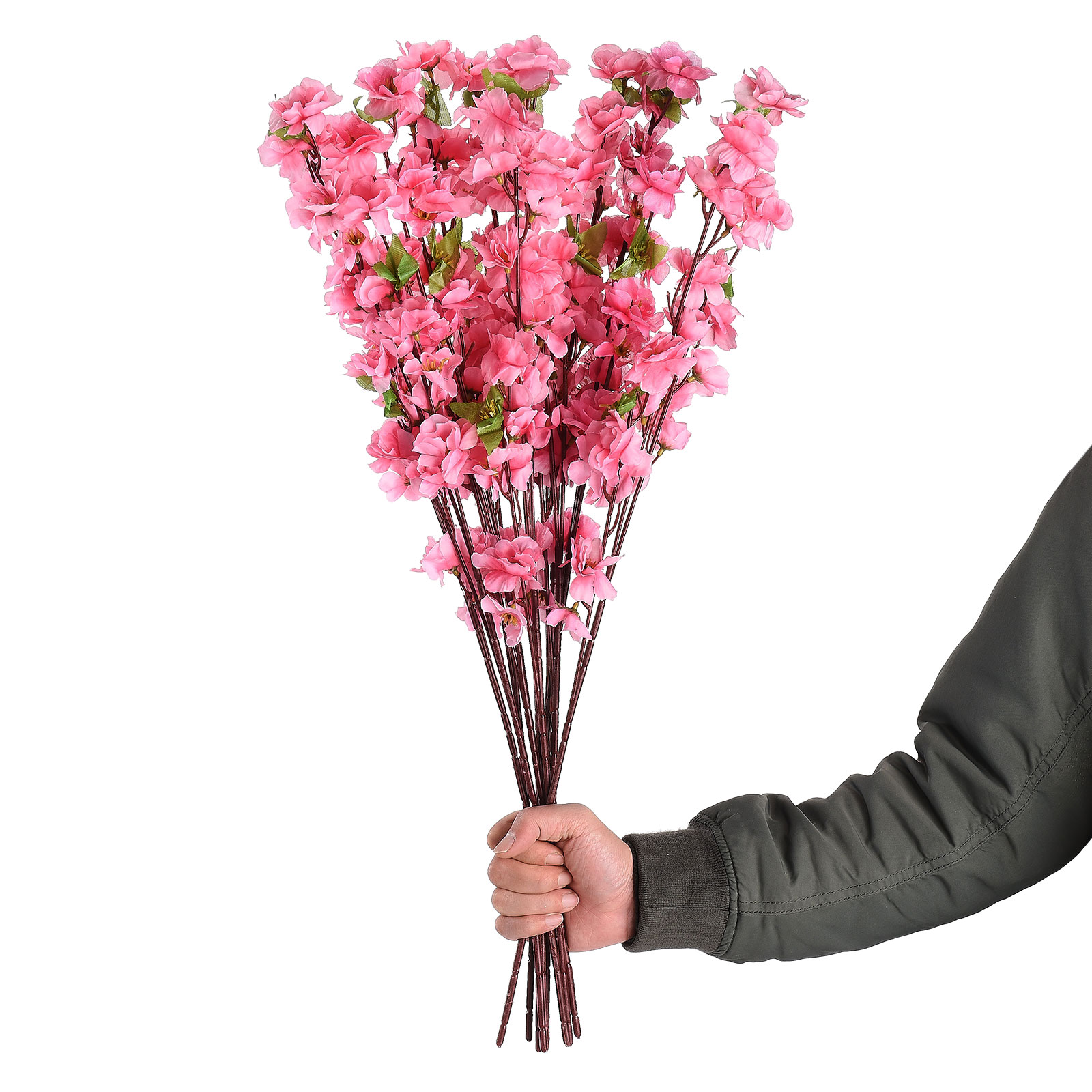 Künstlicher Pfirsichblütenzweig, 65 Cm, Rosafarbener Pfirsichblütenzweig Aus Kunststoff Zur Heimdekoration