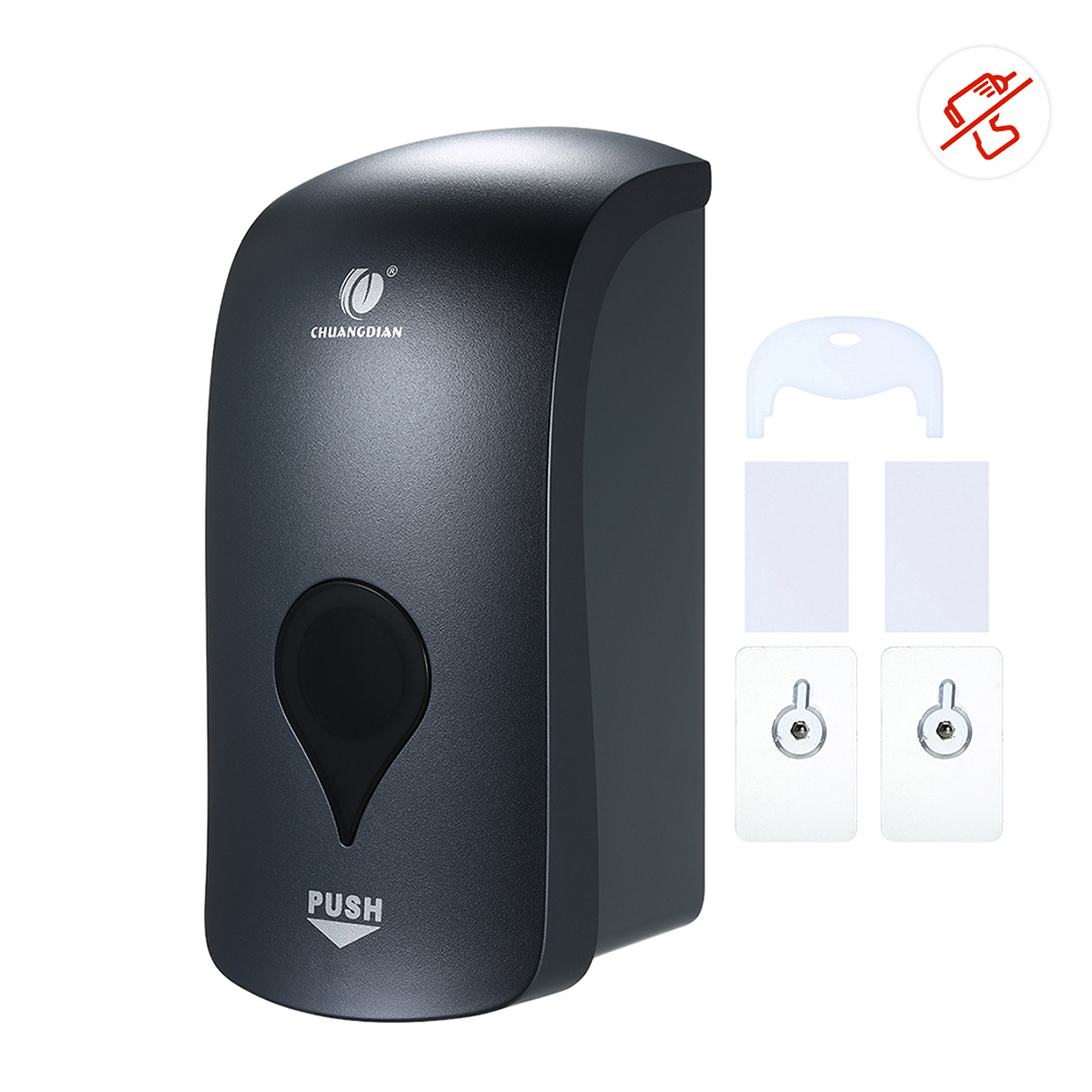 Chuangdian 1000 Ml Wandspender Für Seife, Duschgel Und Shampoo (ohne Bohren) – Grau