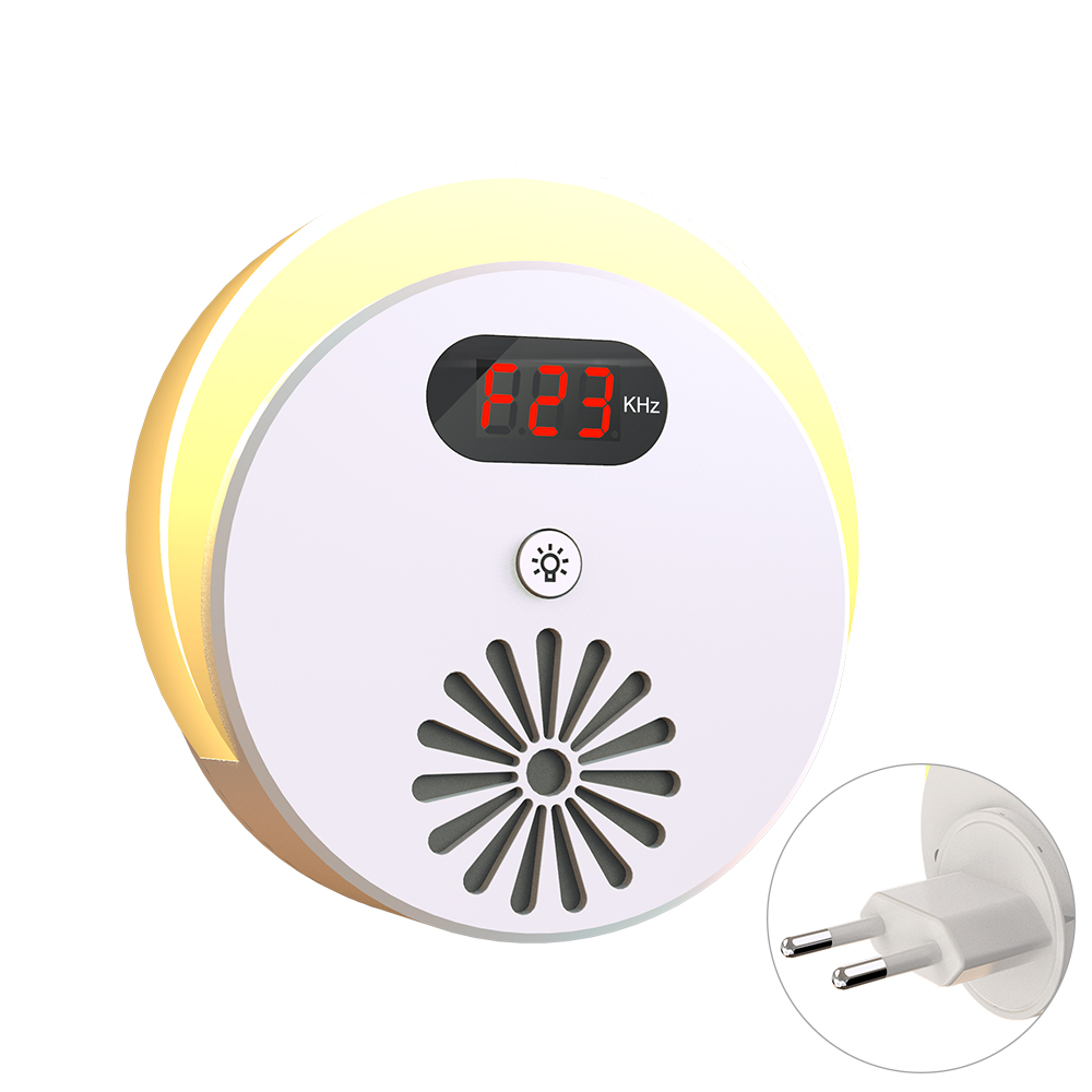 Ultraschall-schädlingsbekämpfer Mit Led-nachtlicht, Elektronischem Insektenvertreiber Gegen Mäuse, Mücken, Ratten, Spinnen, Kakerlaken Und Andere Insekten Mit Lcd-anzeige, Ac 110–240 V – Weiß