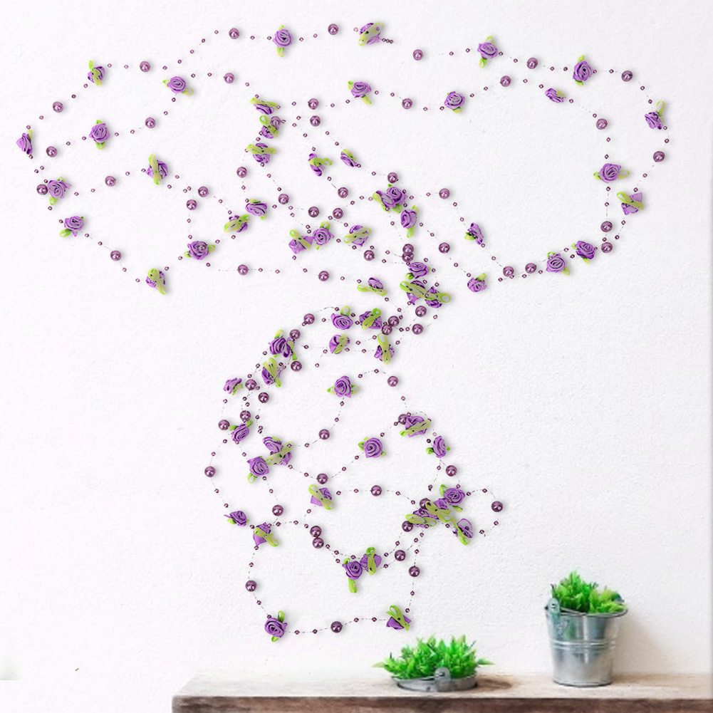 M Künstliche Blumen, Künstliche Perlenkette, Brautstrauß, Dekoration (lila)